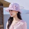 Portable Floral Fisherman Hat Breathable Sunscreen Basin Hat Thin Bow Sunshade Cap  Women