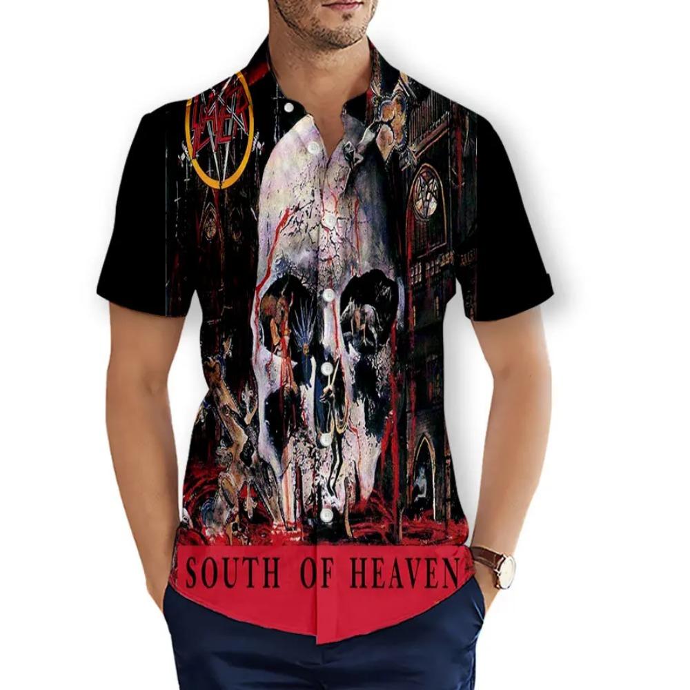 CAVVING Stampa 3D BAND SLAYER Camicie Casual alla Moda da Uomo/Donna Maniche Corte Ampie Traspiranti T01