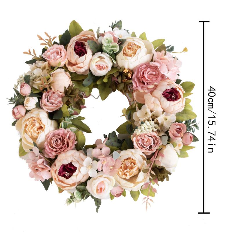 Artificial Peony Wreath Garland Rattan Home Decor Wedding Wreath Flower Home Door Decoration Wedding Centerpieces For Tables