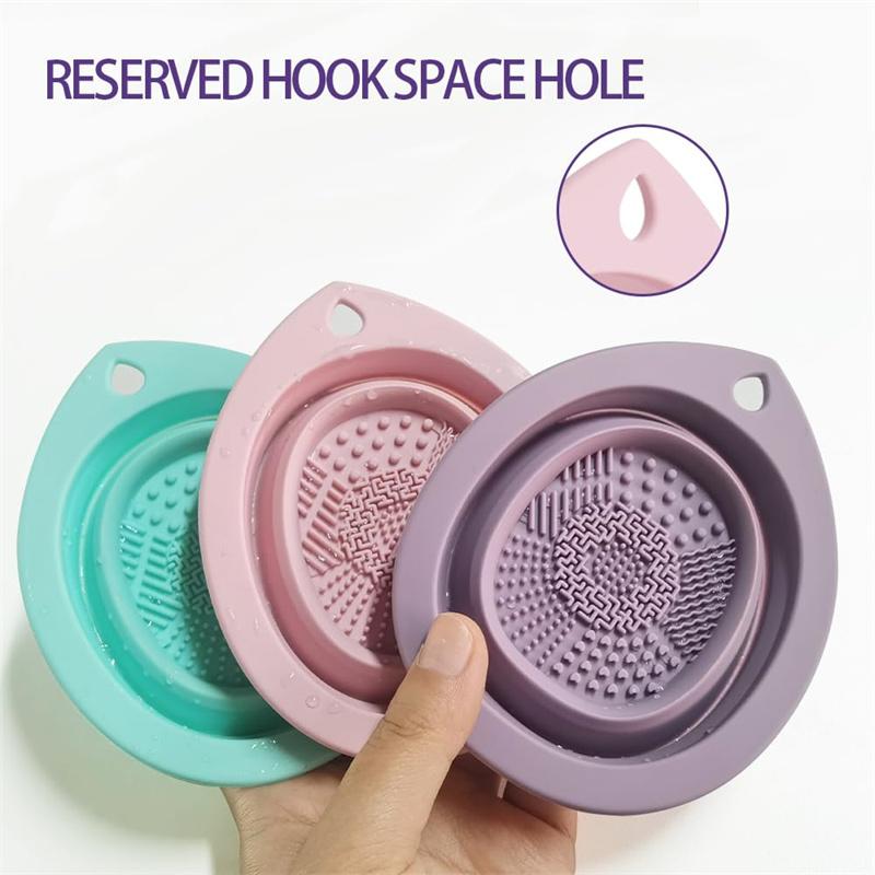 Silicone Foldable Makeup Brush Cleaner, Brush Scrubber Bowl, Portable Washing Tool Cosmetic Brush Cleaner