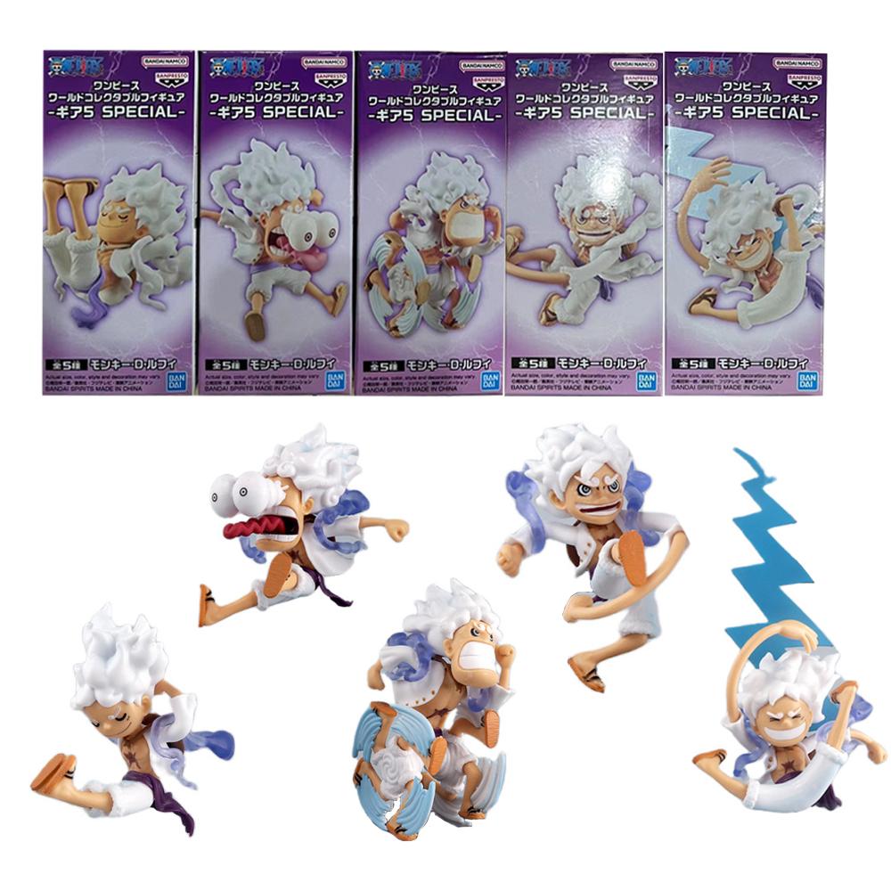 5Pcs Anime One Piece Figure Sun God Nika Gear 5 Luffy Figurine PVC Action Figures Collectible Model Toys for Children Gifts