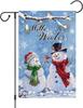 Hello Winter Garden Ag 12x18 Inch Double Sided for Outside, Small Vertical Burlap Snowakes Snowman Ag Winter Yard Farm EEZ