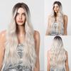 Blonde Synthetic Wigs with Pink Highlights Long Ombre Natural Wavy Wig Middle Part Hair for Party Daily Use Heat Resistant Fiber