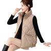 Fresh and Fashionable Down Cotton Vest Women's Autumn and Winter Rhombus Stand-up Collar Sleeveless Vest Cotton Vest Trendy Jacket