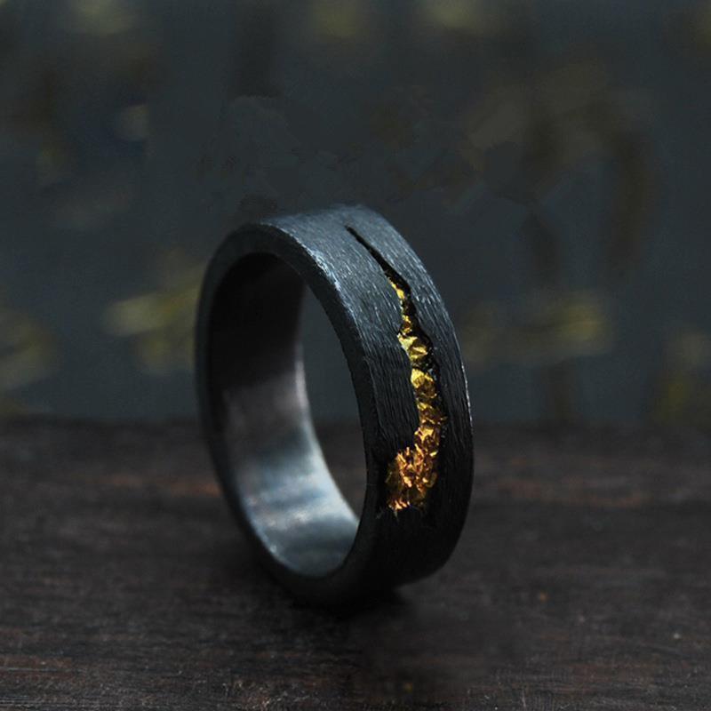 New Vintage Flowing Fire Flame Ring Men Jewelry Trendy Individualized Cool Style Open Ring Silver Male Index Finger Accessories