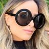 SHAUNA Vintage Oversized Round Women Sunglasses Fashion Double Color Gradient Shades UV400 Men Trending Punk Sun Glasses