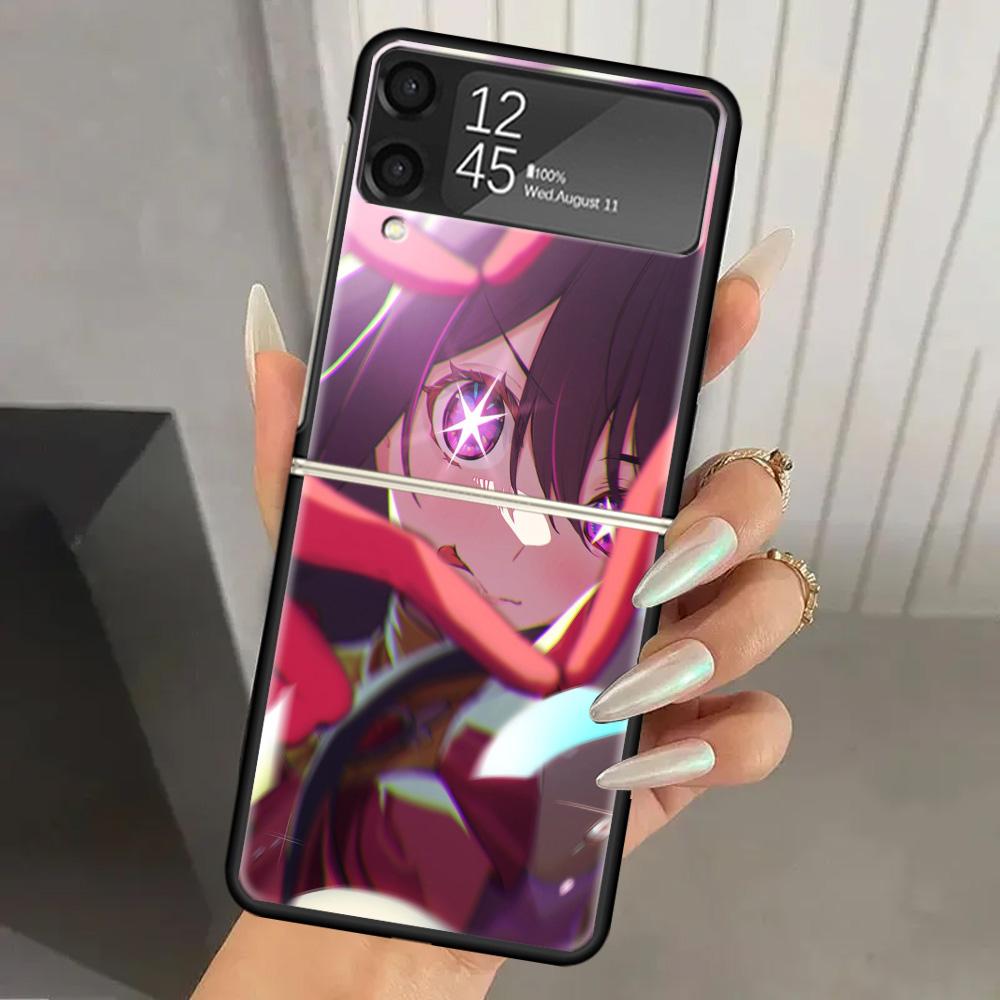 Japan Anime Oshi No Ko Hard PC Phone Case For Samsung Galaxy Z Flip 7 6 5 4 3 Black ZFlip7 ZFlip6 Flip5 Flip4 Flip3 5G Print Cov