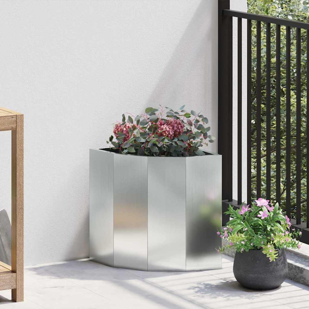 Corner Planter Silver 30 X 30 X 35 Cm Galvanized Steel