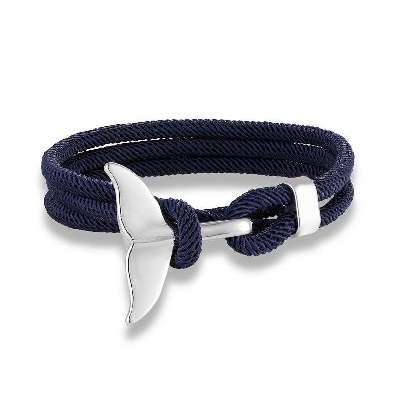 Whale Tail Anchor Bracelets Men Multilayer Charm Rope Chain Bracelet Male Women Navy Wrap Metal Sport Hook