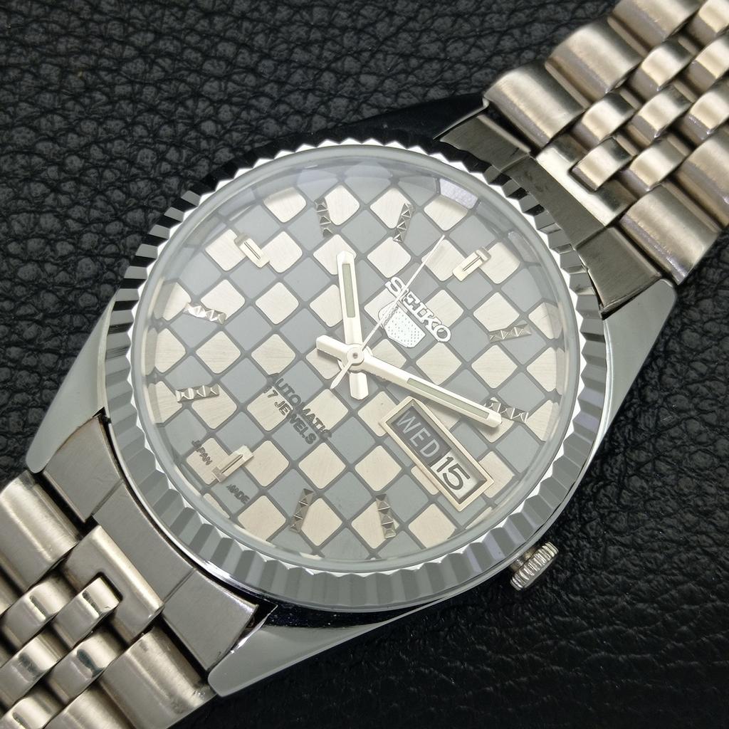 REFURBISHED SEIKO 5 AUTOMATIC MENS WATCH JAPAN MADE GREY DIAL CUSTOM a440031-2 QV90-a440031