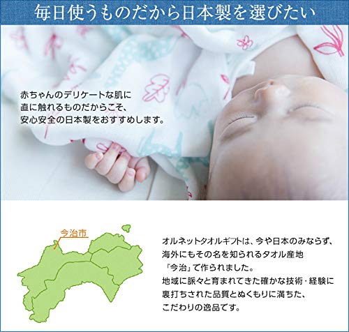 Ornet Wonderland Imabari Towel Baby Gift Set (Includes Original Gift) Organic, Made in Japan, Baby Gift (Red, Rabbit)