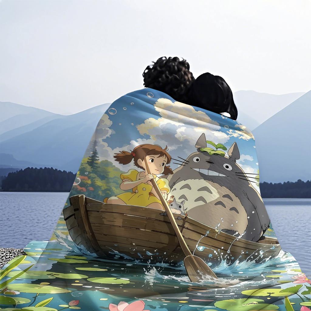 Classic Cartoon Anime T-Totoros Blanket For Office Travel Comfort Leisure Camp Travel Multifunctional Universal Blanket Fan Gift