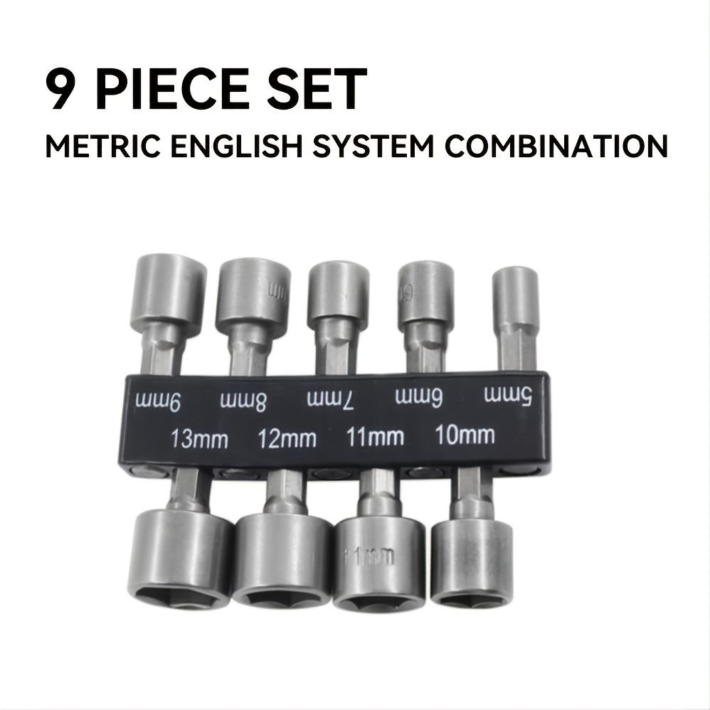 9pcs Non-magnetic Combination Socket Set Electric Hexagon Screwdriver Head Screw Insert Pneumatic Screwdriver Socket Head