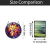 Round Stained Glass Window Hanging Decorative Panel with Floral Pattern and Metal Frame for Home Indoor Outdoor Use