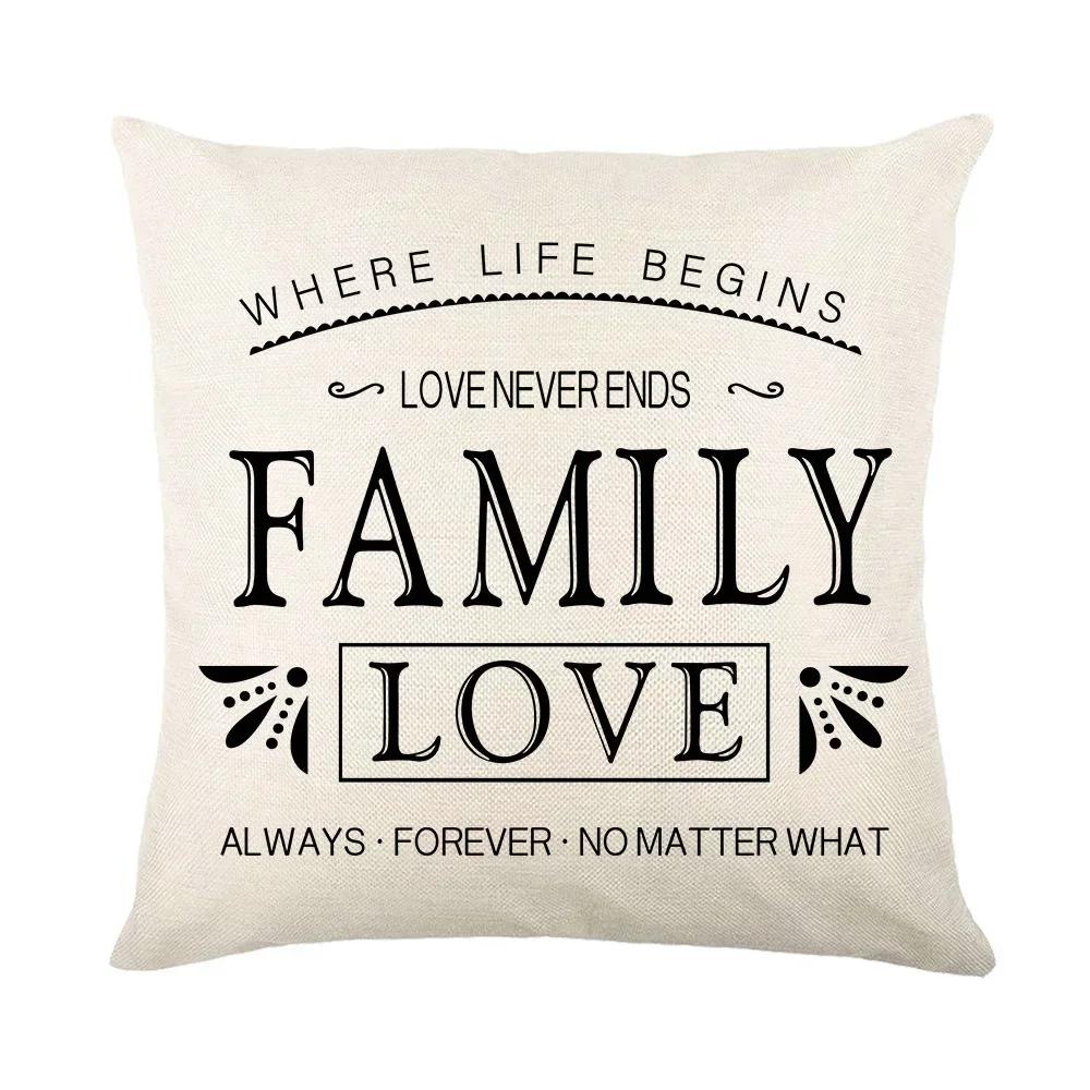 2024 Valentine's Day Gift Sweet Cushion Cover 45x45cm Linen Pillowslips Bedroom Pillowcase LOVE Heart Pattern Throw Pillow Cover