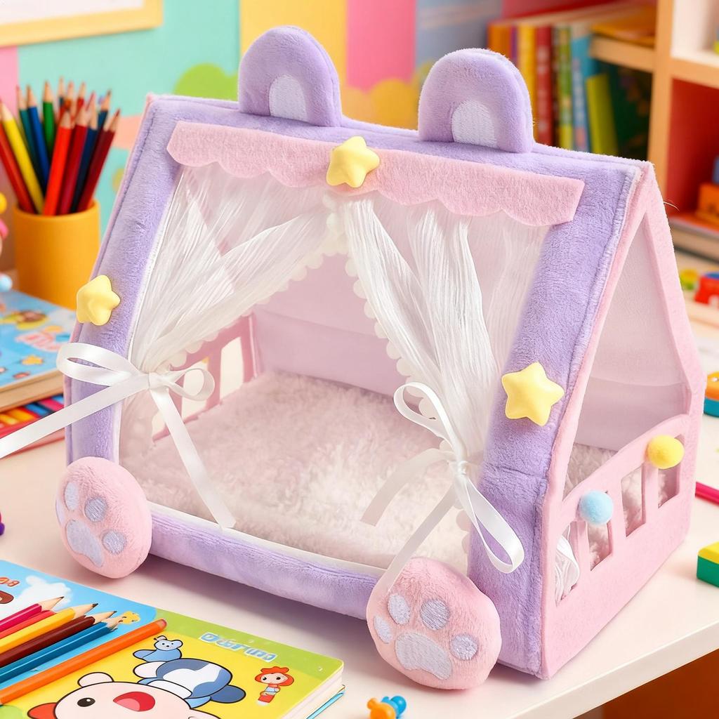 Doll Tent Bed Creative Doll Bed Mini Princess Bed Dollhouse Pretend Play Toy for Girl Toddler Kids Play Nursery