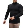 Muscleguys Mens Running T-shirts Autumn Thin Knitted Ribbed Roll Neck Jumper Sports Sweaters Strip Slim Fit Gym Fitness Pullover T Shirts