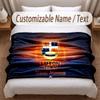 Luton Town Printed Flannel Blanket Custom Name Text Soft Warm Throw For Bedroom Holiday Gift