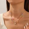 Gold Plated Stainless Steel Colorful Beaded Choker Necklace with Butterfly Star Charms for Women