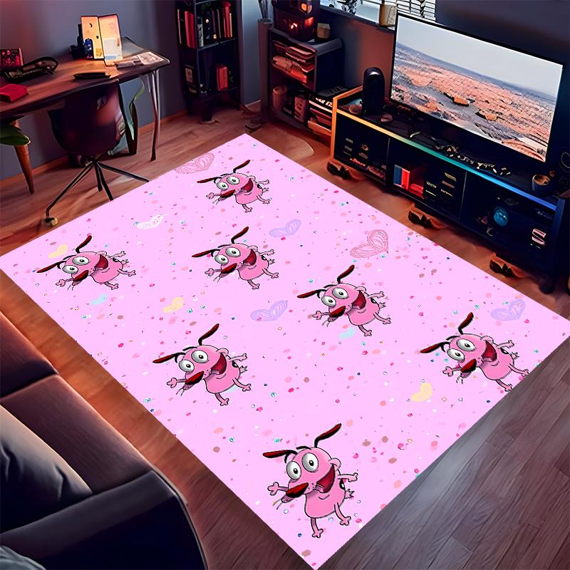 1pc Courage the Cowardly Dog Print Area Rug - Soft, Washable Non-Slip Indoor Mat for Office Chairs, Living Room, Home Office Decorative Rug