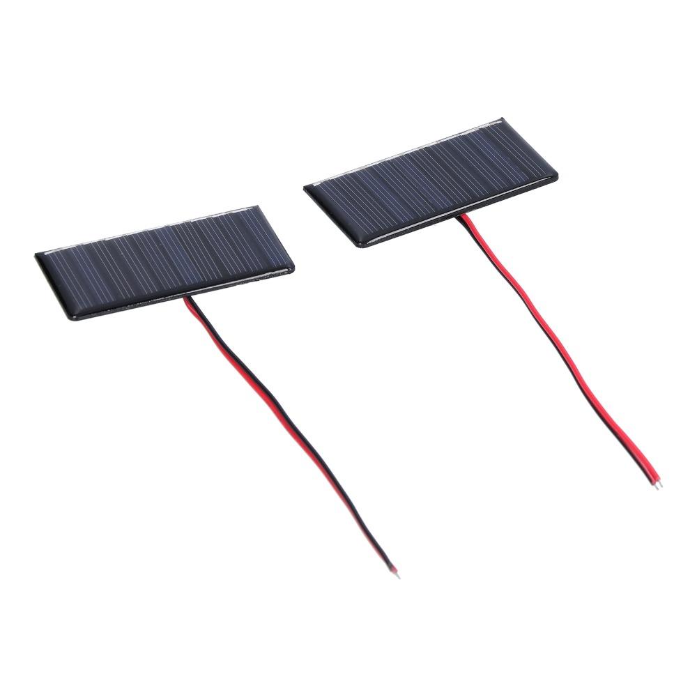 2 Pcs with Wires Solar Panel Module 0.3W 5V 60MA Solar Panels Cells  Low Power Electrical Appliances