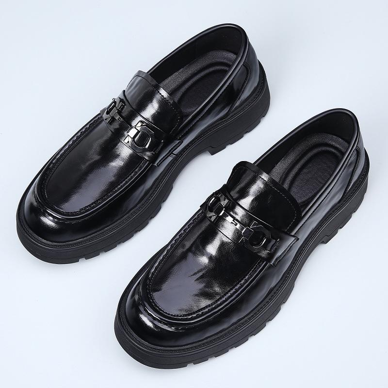 Large Size Men's Shoes, Lazy Business One-pedal Casual Leather Shoes, Men's Thick-soled Leather Breathable