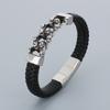 Bracciale Classico in Acciaio Inossidabile e Pelle di Mucca per Uomo Fascino Teschio Guanti Manette Nodo Bracciale con Charms Acciaio Inossidabile Gioielli per Festa Biker