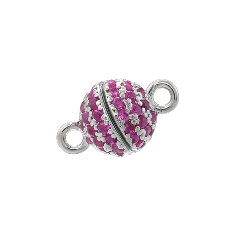 ZHUKOU 6MM Brass Inlaid Zircon Round Magnet Connection Buckle Bead Water Diamond Pendant Jewelry Making Buckle Accessories:VK265