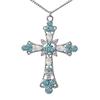 Damen-Schmuckset mit Strass-Intarsien, Kreuz-Anhänger, Kette, Halskette, Haken, Ohrringen