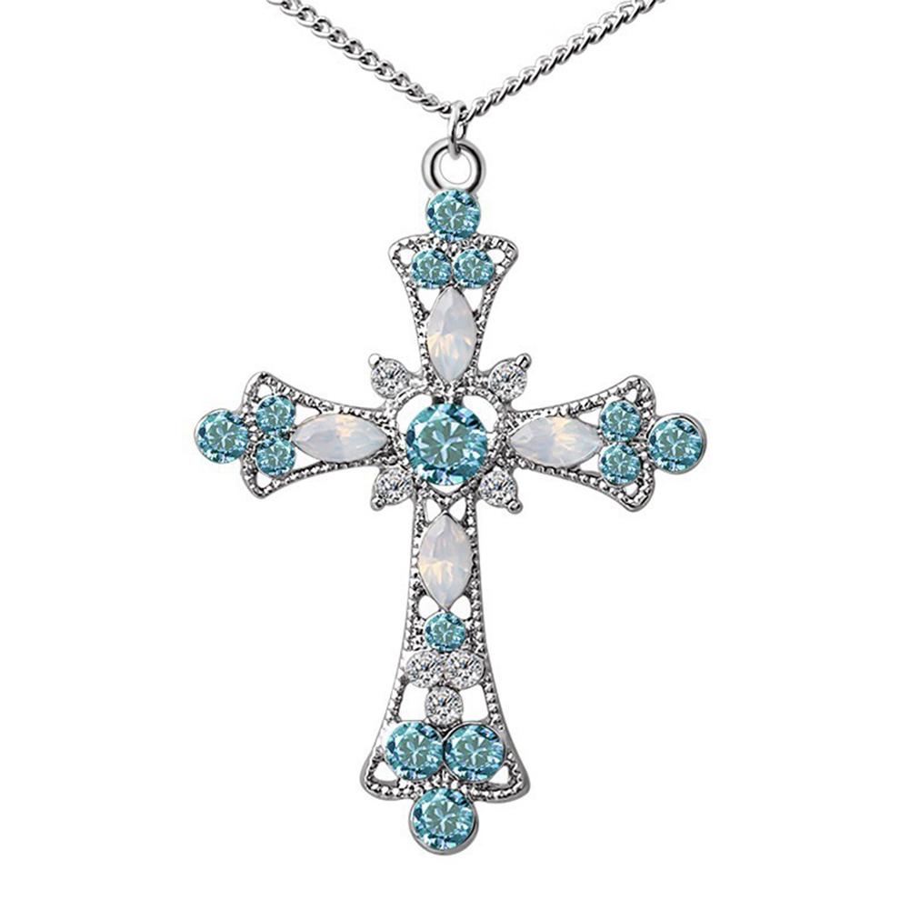 Damen-Schmuckset mit Strass-Intarsien, Kreuz-Anhänger, Kette, Halskette, Haken, Ohrringen