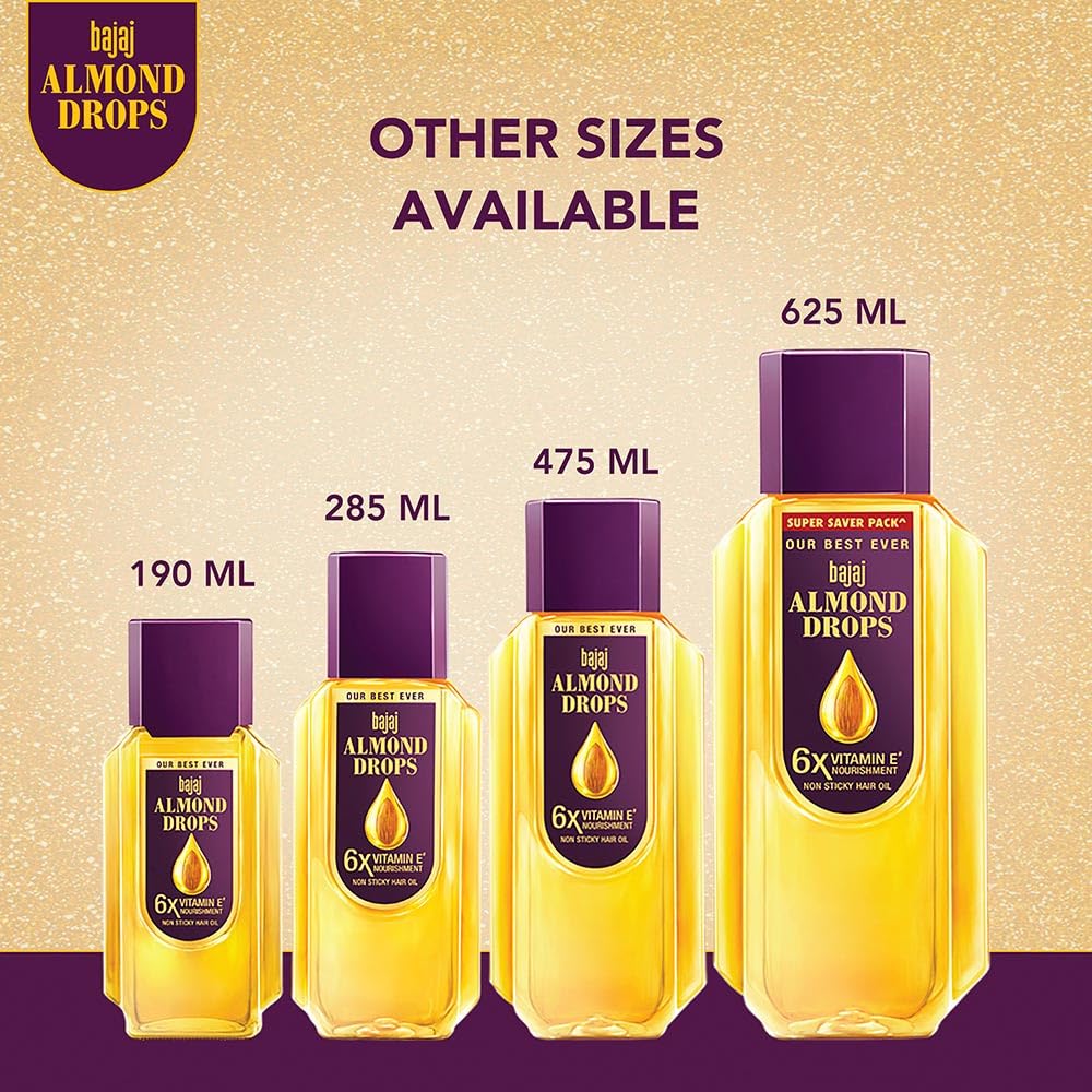 Bajaj Almond Drops Hair Oil 190ml Pack Of 1 Light Non Sticky Hair Oil For Hair Fall Control