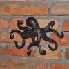 Heavy Duty Octopus Key Holder for Wall Cast Iron Hooks with 6 Tentacles Rustic Decorative Towel Coat Mounted Organizer