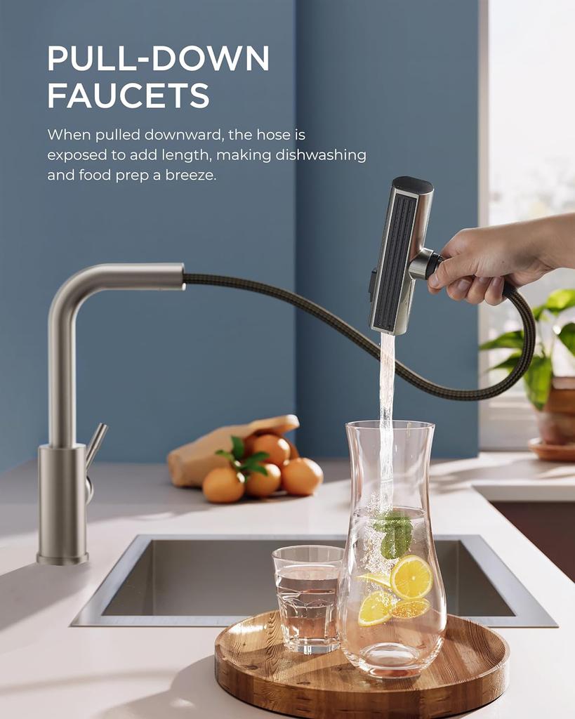 4 Modes Waterfall Kitchen Faucet Stream Sprayer Stainless Steel Hot Cold Single Hole Deck Mounted Water Sink Mixer Wash Tap 3668