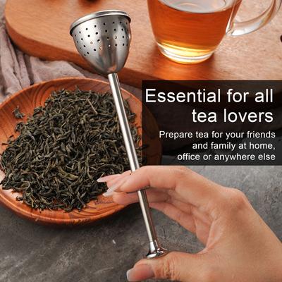 2 Pcs Set Fine Holes Tea Strainer Long Handle Stainless Steel Infuser Loose Leaf Tea