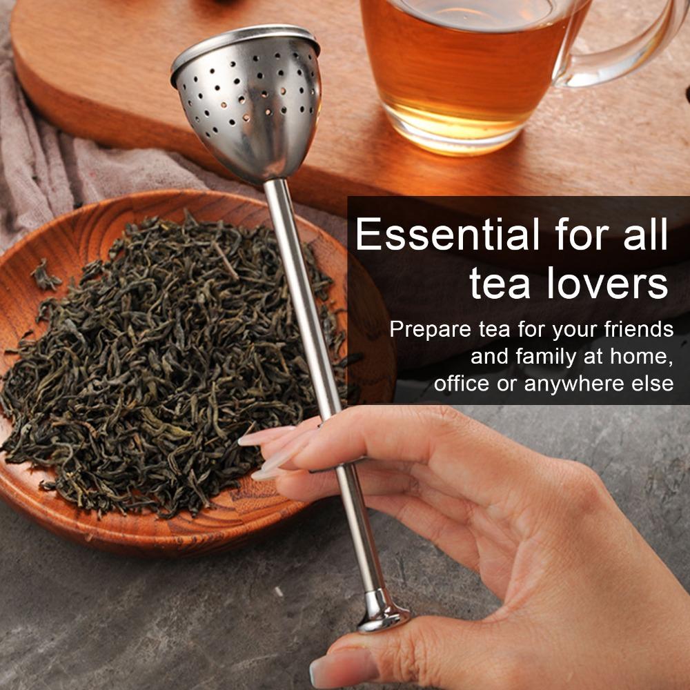 2 Pcs Set Fine Holes Tea Strainer Long Handle Stainless Steel Infuser  Loose Leaf Tea