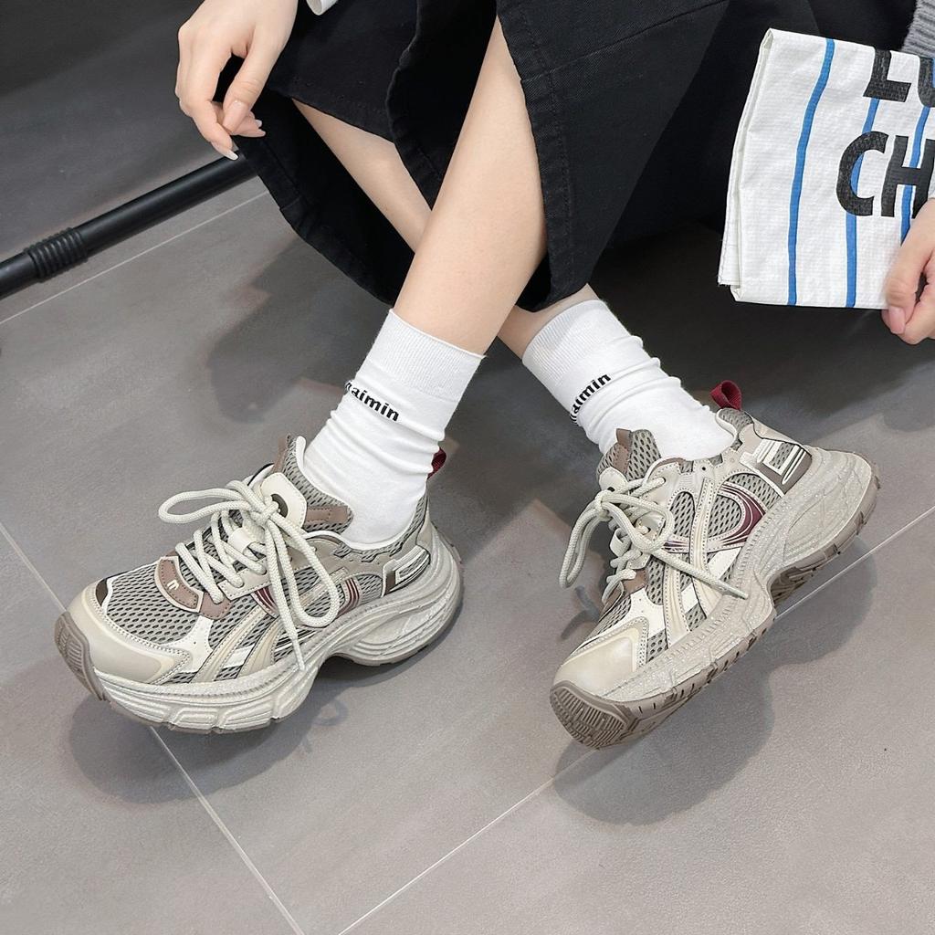 Platform Dad Shoes Women's 2025 Autumn New Mesh Breathable Women's Shoes Casual Versatile Running Shoes Ultra-light Sports Shoes