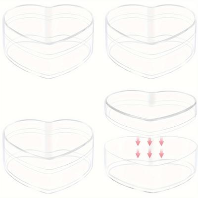 4 Pcs Clear Plastic Heart Cube Boxes with Lids, Home Storage Boxes, Candy and Small Jewellery Manager