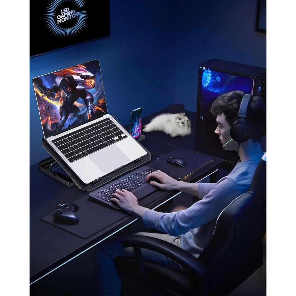 Laptop Cooling Pad for 12-15.6 Inch, 6 Cooler Fans with Blue Lights, Laptop Cooling Stand with 2 USB Ports