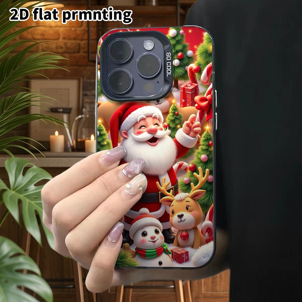 Phone Case: 2D Flat Design Suitable for iPhone 18 17 16 15 14 13 Pro In Colorful Silver, Couple Style, Christmas Family Photo, Christmas and Halloween