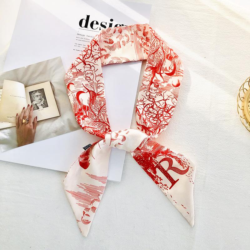 Fashion Long Neck Scarves Woman 26 Letters Printed Temperament Small Scarf Double-Sided Streamer Handbag Handles Neckerchief Hot