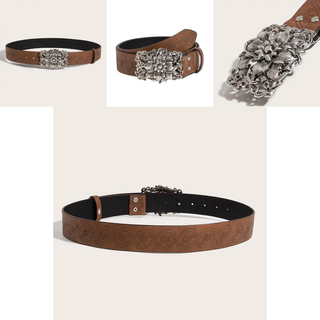 Boho Chic Belt With Unique Floral Print And Alloy Buckle For Women And Men