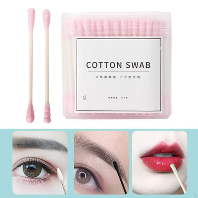 Double Tipped Cotton Swabs Beauty Cleaning Sticks for SPA Trips Salon Pink 200pcs