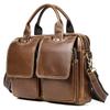 Fashion European and American Retro Style Men's Shoulder Bag Top-Grain Leather Business Briefcase Multi-Pocket Genuine Leather Men's Crossbody Bag