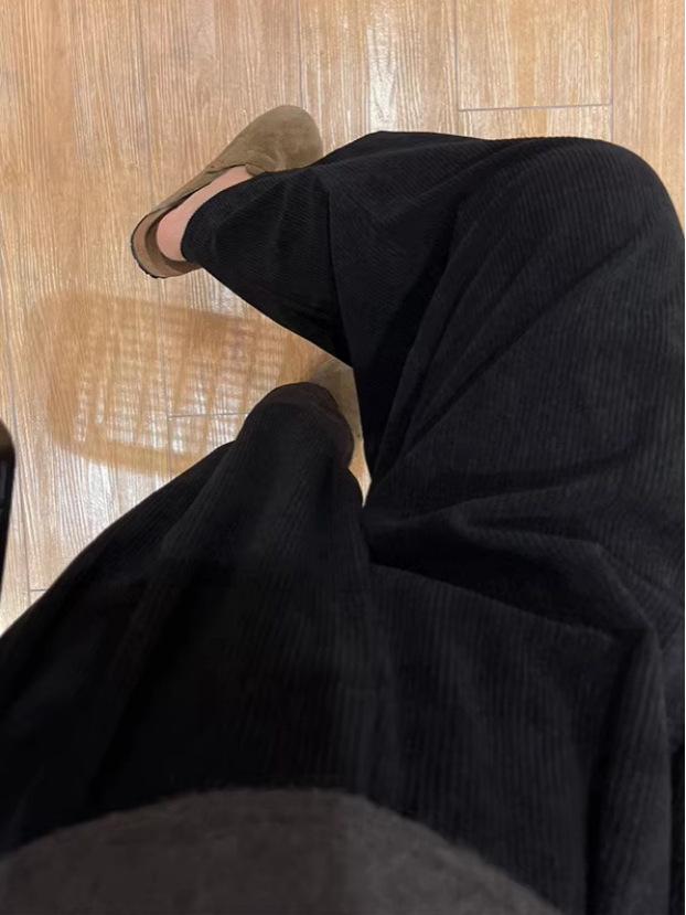 Maternity Corduroy Casual Pants with Abdominal Support and Plus Velvet - Slim Fit, Straight Leg for Spring, Autumn, and Winter