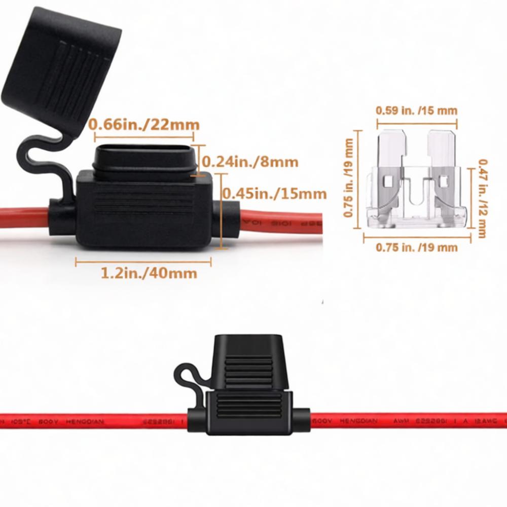 Car Add A Circuit Fuse Tap 14AWG Wire Mini Blade Holder Automotive Power Extension Cord Vehicle Electronic Device Connector