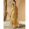 Middle East V-neck Handmade Beads Contrast Color Satin Stereo Jacquard Dress Handmade Beaded Dress