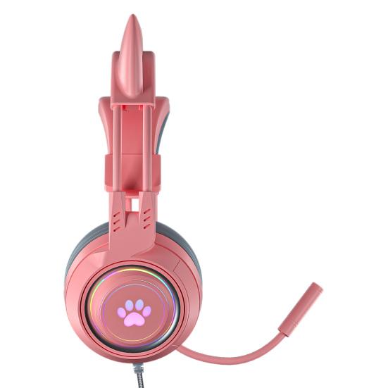 SY-G25 Słuchawki przewodowe Podświetlenie RGB Mikrofon wielokierunkowy Nauszne Słuchawki komputerowe z uroczymi kocimi uszkami do e-sportu