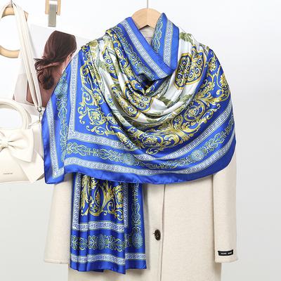 Luxury  Silk Scarf Women Animal Print Muffler Shawls Wraps Scarves Hijab Bufanda Foulard Female Bandana 180*90Cm