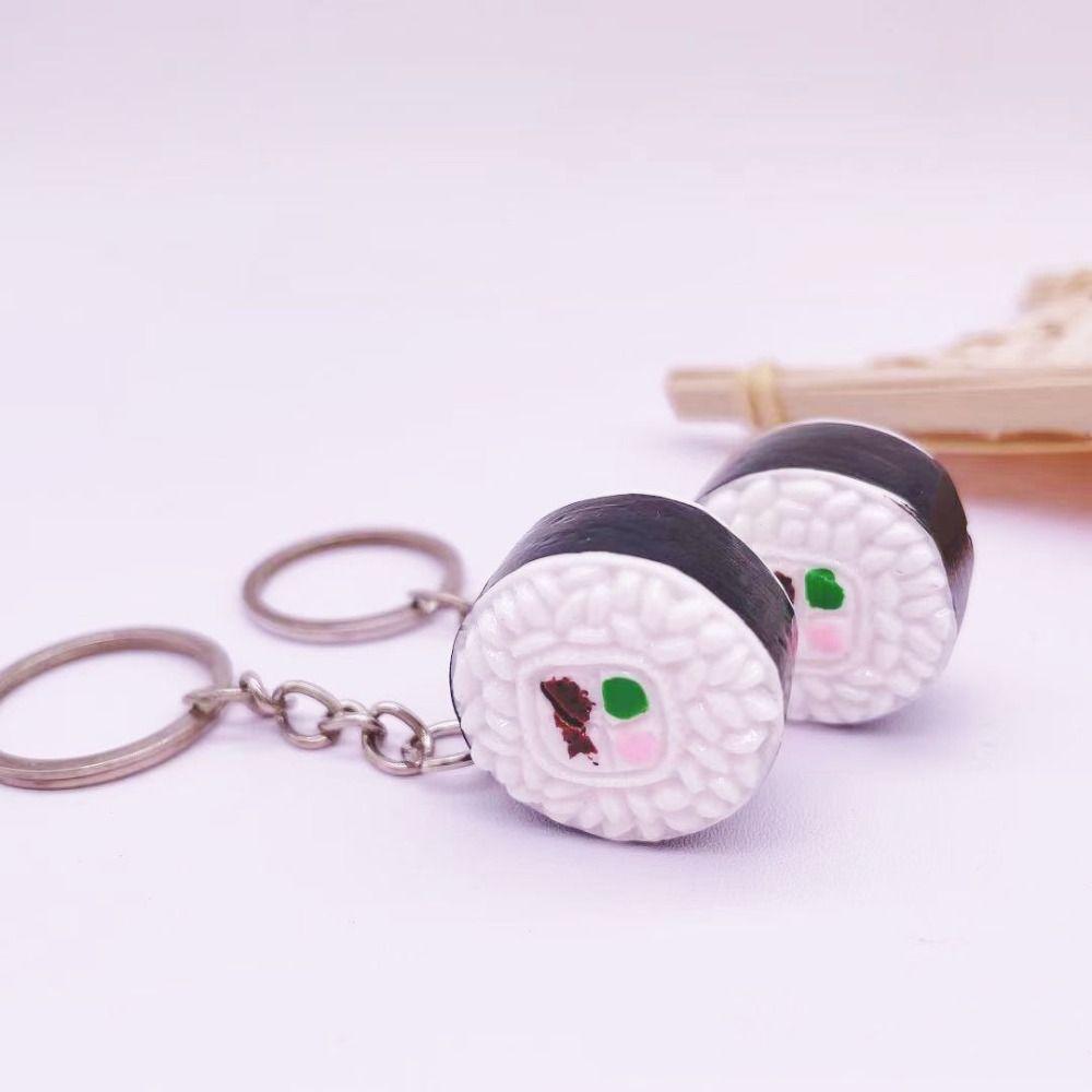Simulation Mini Cartoon Japanese Food Keyring Japanese Rice Ball Model Pendant Decorations Crafts