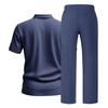 Men's European & American Linen Beach Set: Short-Sleeve Polo Shirt & Long Pants